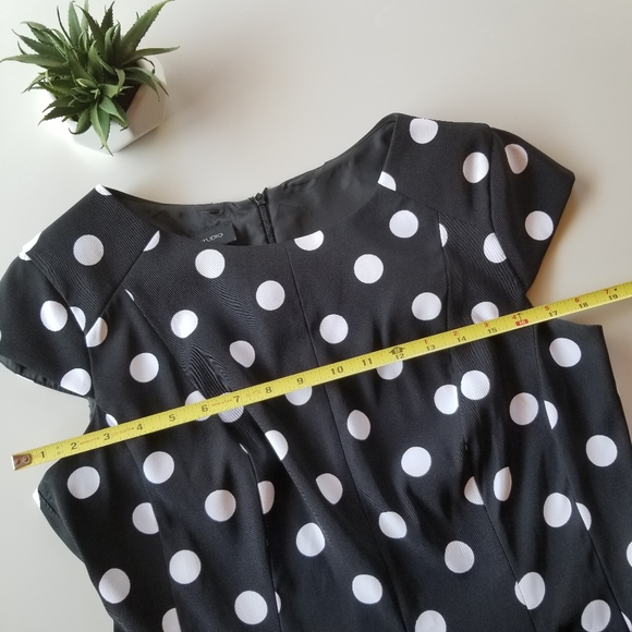 AB Studio Women's Black and White Polka Dot Dress - Picture 8 of 12
